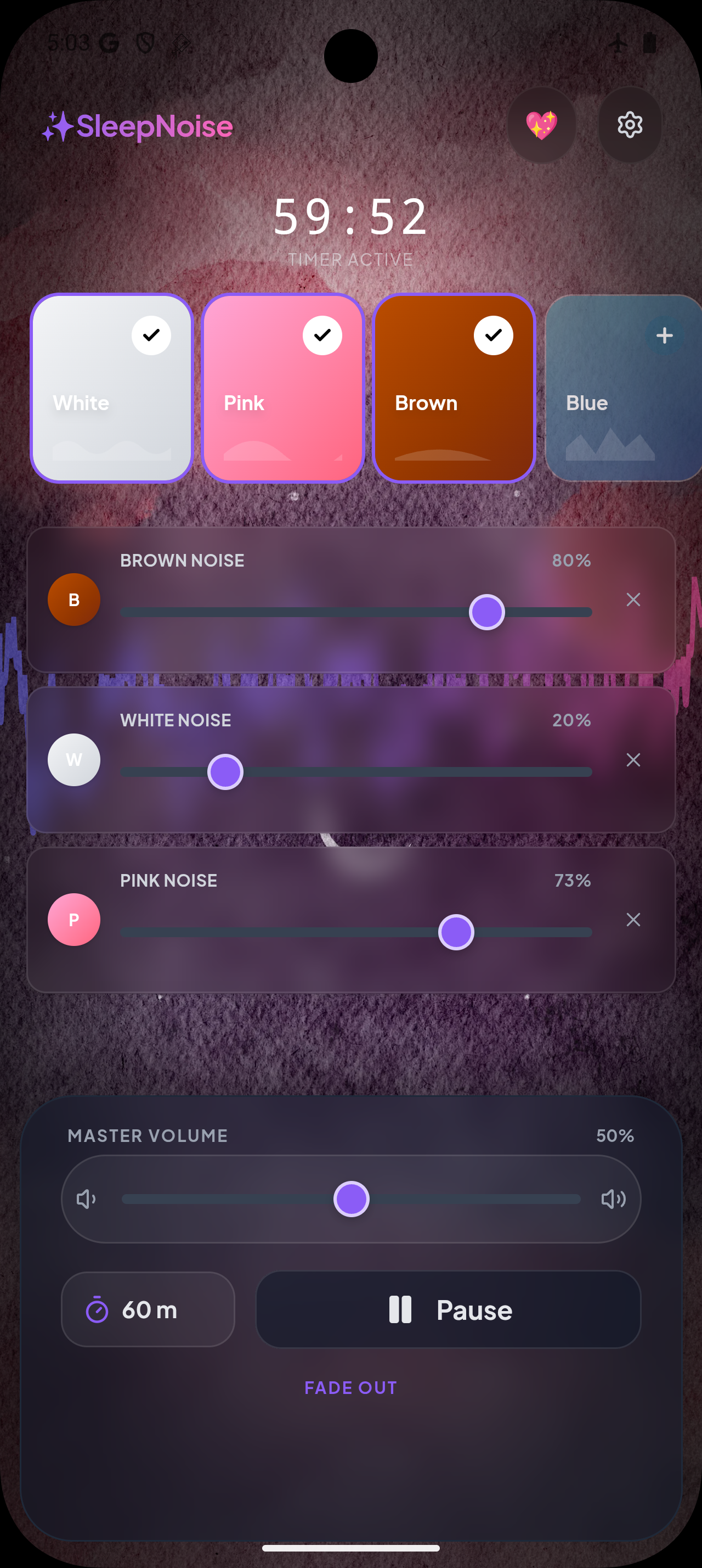 Deep Sleep Noise – Playing with noise mix and timer